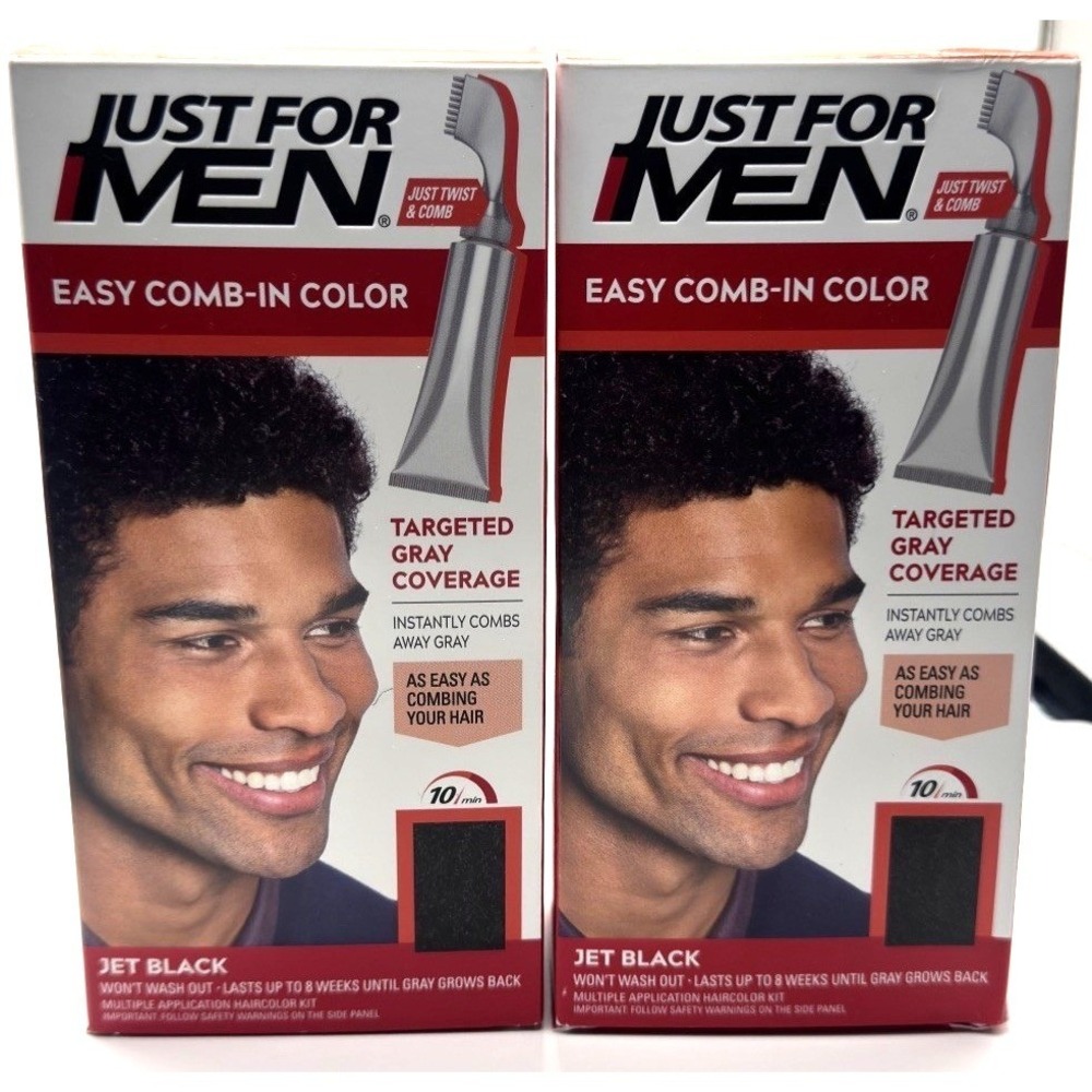 2-Pack Just for Men Easy Comb In Hair Color A-60 Jet Black Gray Coverage